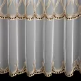 Firana szyta na przelotkach biało złota z matowego PERU, zdobiona eleganckim, dużym haftem Italissima Eva Minge