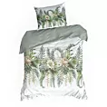 Pościel 140x200 cm bawełniana kolor biały, zielony z wzorem roślinnym SPRING 30 Eurofirany