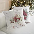 Poszewka na poduszkę 45x45 cm świąteczna gobelinowa z mieszanki włókien czerwono, beżowa Eurofirany