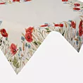 Obrus naturalno, czerwony 100x100 cm gobelinowy z nadrukiem maków