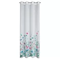 Zasłona biało, niebieska z nadrukiem malowanych kwiatów z etaminy 140x250 cm przelotka LILIAN Eurofirany