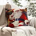 Poszewka na poduszkę 45x45 cm welwetowa zdobiona uroczym motywem świątecznym czerwono, biała Eurofirany