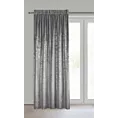 Zasłona stalowo, srebrna welwetowa z przecieranym błyszczącym nadrukiem 135x270 cm taśma - AVENA Eurofirany