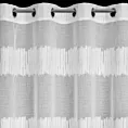 Firana biało, srebrzysta z etaminy zdobiona żakardowymi pasami 140x250 cm przelotka LEANDRA Eurofirany