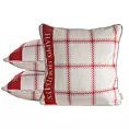 Poszewka na poduszkę 45x45 cm welwetowa świąteczna z motywem kratki i wypustką na brzegach beżowo, czerwona CLARK Eurofirany