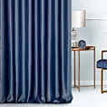 Zasłona szyta na taśmie fala ciemnoniebieska z jednokolorowej gładkiej tkaniny
