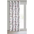 Zasłona biało, różowa zdobiona nadrukiem kwiatów 140x250 cm przelotka ROSELIN Eurofirany