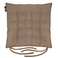 Poduszka na krzesło dwustronna 40 x 40 x 6 cm welurowa jasnobrązowa z szesnastoma pikowaniami ADORE Eurofirany