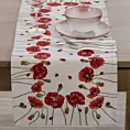 Bieżnik na stół naturalno, czerwony 40x100 cm gobelinowy zdobiony motywem maków
