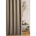 Zasłona szyta na taśmie fala jasnobrązowa z tkaniny welwetowej w pionowe prążki, wykończona obciążnikiem