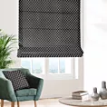 Roleta rzymska czarno srebrna z szenilowej tkaniny w geometryczny wzór przetykany błyszczącą nicią Italissima Eva Minge