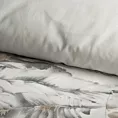 Pościel 220x200 cm bawełniana kolor biało, stalowy z nadrukiem liści LAYLA Eurofirany
