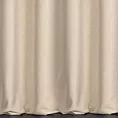 Zasłona szyta na przelotkach jasnobeżowa o naturalnym charakterze, z widocznym, ozdobnym splotem