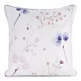 Poszewka na poduszkę 45x45 cm welwetowa z nadrukiem pastelowych kwiatów i ozdobną kontrastującą wypustką biało, beżowa VELVET 148 EUROFIRANY PREMIUM