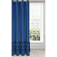 Zasłona granatowa z welwetu zdobiona falbanami 140x250 cm przelotka CHARLOTTE 1 Eurofirany