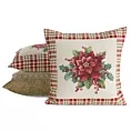 Poszewka na poduszkę 45x45 cm bawełniana, gobelinowa z mieszanki włókien zdobiona motywem gwiazdy betlejemskiej naturalno, czerwona GOB Eurofirany