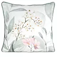 Poszewka na poduszkę dwustronna 45x45 cm welwetowa z motywem roślinnym z wypustką na brzegach biało, zielona JULIET EUROFIRANY PREMIUM