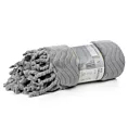 Koc flano 150x200 cm srebrny z wytłaczanym wzorem i dekoracyjnymi frędzlami EMMA Eurofirany
