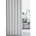 Zasłona szyta na taśmie fala kremowo grafitowa z tkaniny o naturalnym splocie z nadrukowanym wzorem w pasy