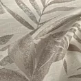 Zasłona szyta na tunelu naturalno beżowa z żakardowej tkaniny z dodatkiem bawełny zdobiona botanicznym wzorem ze srebrną nicią
