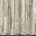 Zasłona szyta na flexach kremowo srebrzysta z welwetowej tkaniny z błyszczącym nadrukiem