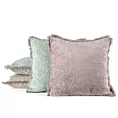 Poszewka na poduszkę 45x45 cm z szenilowej nici zdobiona subtelnymi frędzlami pudrowa ADIA Eurofirany