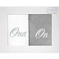 Zestaw ręczników bawełnianych 2 szt 50x90 cm z haftem ONA I ON kolor biały,popielaty 400 g/m2 Eurofirany