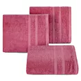 Ręcznik kąpielowy 100x150 cm bawełniany kolor ciemnoróżowy z ozdobną bordiurą 500 g/m2 MILO Eurofirany