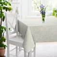 Obrus szyty kremowy z tkaniny w stylu eko o naturalnym splocie, z efektem melanżu, wykończona obciążnikiem