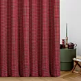 Zasłona szyta na taśmie fala czerwona z etaminy o geometrycznym wzorze w kratę, z dodatkiem bawełny