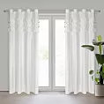 Zasłona biała zdobiona falbanami z welwetu 140x250 cm przelotka SAMI  Eurofirany