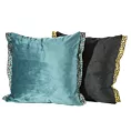Poszewka na poduszkę 45x45 cm welwetowa z lamówką w cętki ciemnoturkusowa EMA Eurofirany