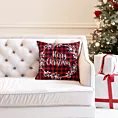 Poszewka na poduszkę 45x45 cm welwetowa czerwono, biała zdobiona świątecznym motywem  Eurofirany
