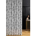 Firana szyta na taśmie 8 cm biało srebrna z matowej etaminy z kwiatowym nadrukiem