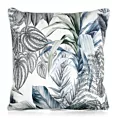 Poszewka na poduszkę 45x45 cm welwetowa poszewka zdobiona nadrukiem egzotycznych liści biało, zielona DAVOS DESIGN 92 Eurofirany