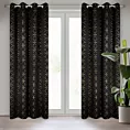 Zasłona czarna ze złotym wzorem geometrycznym 135x250 przelotka ABELLA Eurofirany