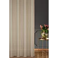 Firana szyta na taśmie 5 cm beżowa z półmatowej etaminy z efektem melanżu, wykończona obciążnikiem