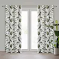 Zasłona biało, oliwkowa z motywem egzotycznych liści z welwetu 140x250 przelotka ELLEN Eurofirany