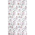 Zasłona biało, różowa zdobiona nadrukiem kwiatów 140x250 cm przelotka ROSELIN Eurofirany