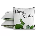 Poszewka na poduszkę 45x45 cm welwetowa z motywem wielkanocnym zielono, biała WIOSNA 5 Eurofirany