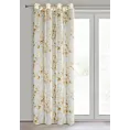 Zasłona beżowo, żółta z nadrukiem kwiatów z etaminy 140x250 cm przelotka AVA Eurofirany