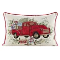 Poszewka na poduszkę świąteczna 35x50 cm czerwono, zielona zdobiona haftem autka Eurofirany
