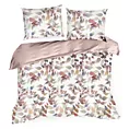 Pościel 200x220 cm kolor biało, wrzosowy z motywem liści LINDA design 91 Eurofirany