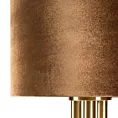 Lampa stołowa brązowo, złota PERI o minimalistycznej podstawie i welwetowym abażurem Eurofirany