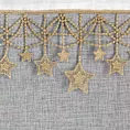 Firana świąteczna biało, złota z etaminy zdobiona aplikacją z motywem gwiazdek 140x250 cm przelotki - XMAS Eurofirany