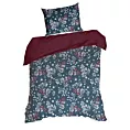 Pościel świąteczna 140x200 cm z bawełny ranforce, kolor granatowy, bordowy zdobiony subtelnym nadrukiem KRISTY Eurofirany