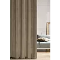 Zasłona szyta na taśmie fala ENYA jasnobrązowa z miękkiej półmatowej tkaniny welwetowej