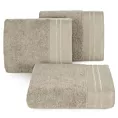 Ręcznik kąpielowy 50x90 cm bawełniany kolor beżowy z haftowanymi paseczkami 500 g/m2 OLIVIA Eurofirany