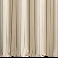Zasłona szyta na przelotkach jasnobeżowa z tkaniny o jodełkowym splocie z wzorem w pasy