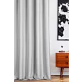 Zasłona szyta na flexach srebrna z tkaniny o grubym splocie przetykanej błyszczącą nicią